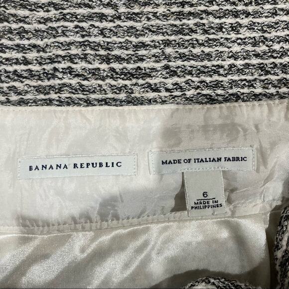 Banana Republic Black White Metallic Threaded Skirt Sz 6 - Picture 3 of 6